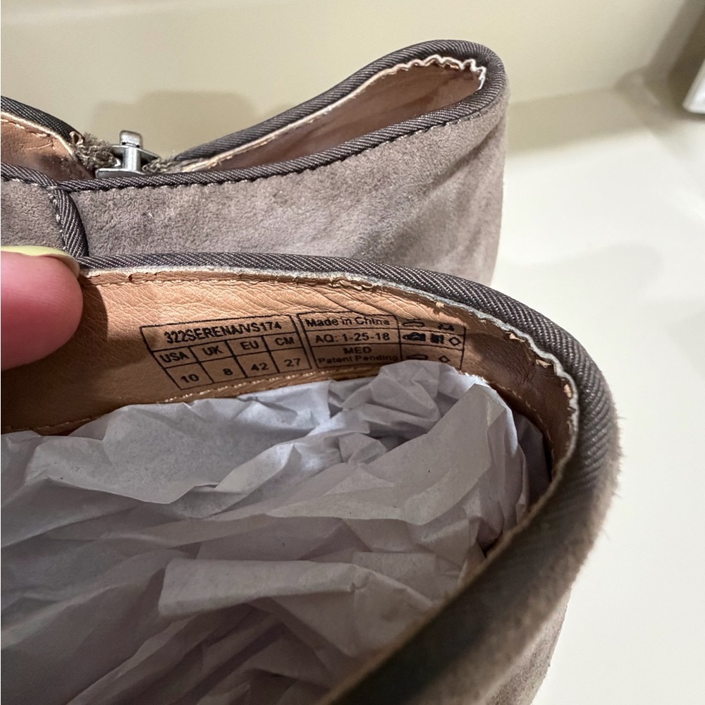 Vionic Taupe Suede Ankle Booties with Tassel Zip - Picture 9 of 11
